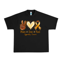 Black Peace love cure Appendix Cancer Urban Heavy Tee - NancyCooperArtShop