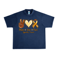 Navy Peace love cure Appendix Cancer Urban Heavy Tee - NancyCooperArtShop