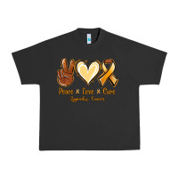 Pigment Black Peace love cure Appendix Cancer Urban Heavy Tee - NancyCooperArtShop