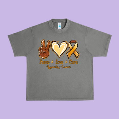 Peace Love Cure Appendix Cancer Urban Heavy Tee Designed By Nancycooperartshop