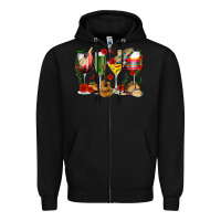 Black Mexico Wine Glasses Zipper Hoodie - texasbilliewilder