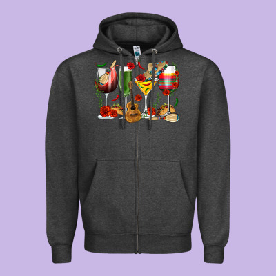 Mexico Wine Glasses Zipper Hoodie Designed By Texasbilliewilder
