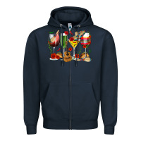 Navy Mexico Wine Glasses Zipper Hoodie - texasbilliewilder