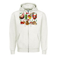 Oatmeal Heather Mexico Wine Glasses Zipper Hoodie - texasbilliewilder