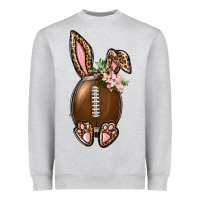 Heather Grey American Football Easter Bunny Heavyweight Sweatshirt - BundleAndBundleShop