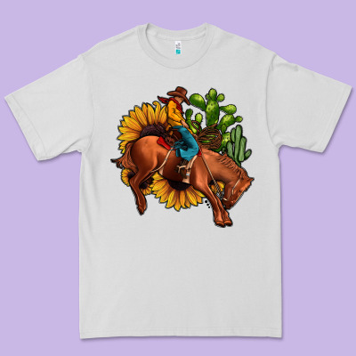 Rodeo Cowboy Sunflower Cactus Premium Tee Designed By Jahusdesignshop