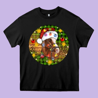 Christmas Horse Heavy Core Tee Designed By Artiststas