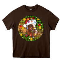 Chocolate Brown Christmas horse Heavy Core Tee - Artiststas