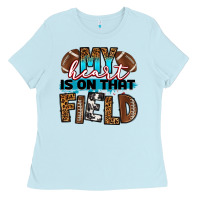 Baby Blue my heart is on that field football Ladies Tee - RanaPortraitStore