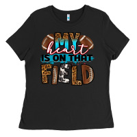Black my heart is on that field football Ladies Tee - RanaPortraitStore