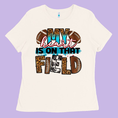 My Heart Is On That Field Football Ladies Tee Designed By Ranaportraitstore