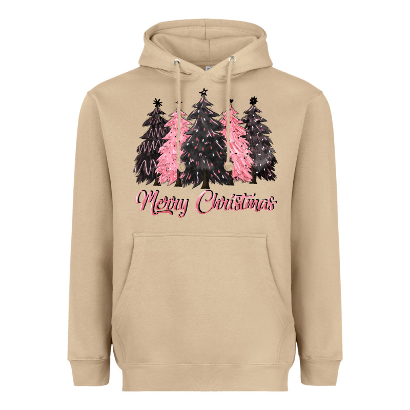 Pink Merry Christmas Heavyweight Hoodie by CowGirlArtShop | Teevron