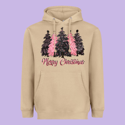 Pink Merry Christmas Heavyweight Hoodie Designed By Cowgirlartshop