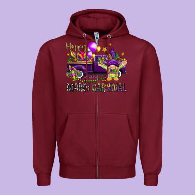 Happy Mardi Carnival With Truck Zipper Hoodie Designed By Nancycooperartshop