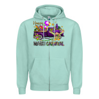 Seafoam Happy Mardi Carnival with truck Zipper Hoodie - NancyCooperArtShop