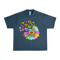 Midnight Navy sunflower love hugs Urban Heavy Tee - MaliasSmallBusiness