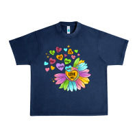 Navy sunflower love hugs Urban Heavy Tee - MaliasSmallBusiness