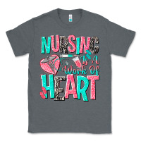 Charcoal Heather nursing is a work of heart Classic Tee - NancyCooperArtShop