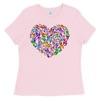 Bubblegum Pink cancer ribbon heart Ladies Tee - AdoDesignShop