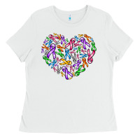 White cancer ribbon heart Ladies Tee - AdoDesignShop