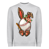 Heather Grey Baseball Easter Bunny Heavyweight Sweatshirt - BundleAndBundleShop
