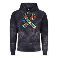 Cloud Black autism puzzle ribbon Vintage Hoodie - MaliasSmallBusiness