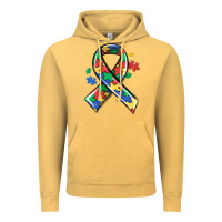 Vintage Mustard autism puzzle ribbon Vintage Hoodie - MaliasSmallBusiness