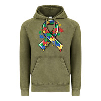 Vintage Olive autism puzzle ribbon Vintage Hoodie - MaliasSmallBusiness
