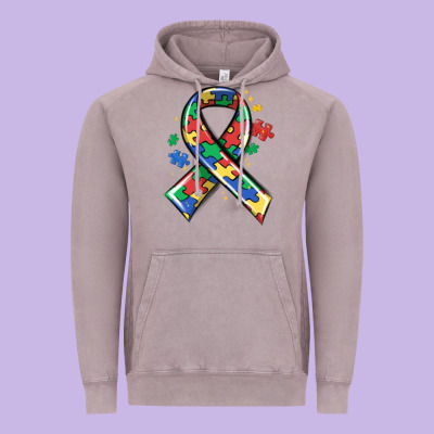 Autism Puzzle Ribbon Vintage Hoodie Designed By Maliassmallbusiness