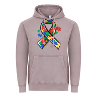 Vintage Zinc autism puzzle ribbon Vintage Hoodie - MaliasSmallBusiness