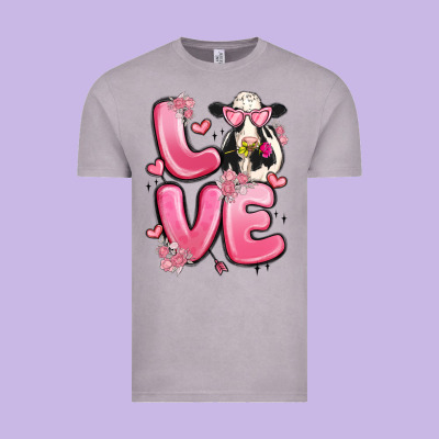Love Cow Valentine's Day Vintage Tee Designed By Maliassmallbusiness