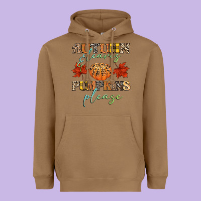 Autumn Leaves And Pumpkins Please Heavyweight Hoodie Designed By Cowgirlartshop