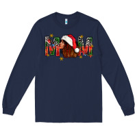 Navy Western Mom With Woman In Santa Hat Long Sleeve Tee - BundleAndBundleShop