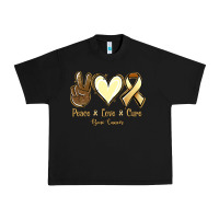 Black Peace love cure Bone Cancer Urban Heavy Tee - NancyCooperArtShop