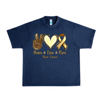 Navy Peace love cure Bone Cancer Urban Heavy Tee - NancyCooperArtShop