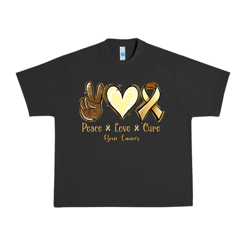 Peace Love Cure Bone Cancer Urban Heavy Tee by NancyCooperArtShop | Teevron