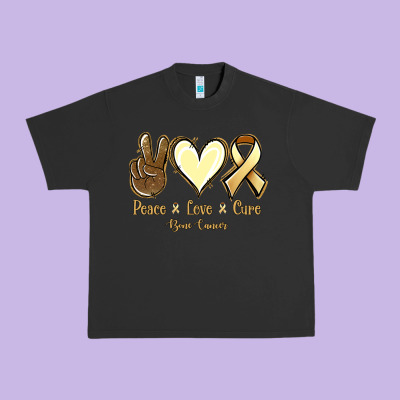 Peace Love Cure Bone Cancer Urban Heavy Tee Designed By Nancycooperartshop
