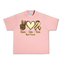 Salmon Peace love cure Bone Cancer Urban Heavy Tee - NancyCooperArtShop