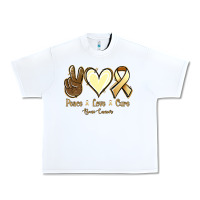 White Peace love cure Bone Cancer Urban Heavy Tee - NancyCooperArtShop