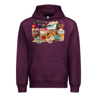 Mauve Wine Teacher Coffee Cups Urban Hoodie - FaDigitalArtStudio