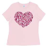 Bubblegum Pink breast cancer ribbon heart Ladies Tee - AdoDesignShop