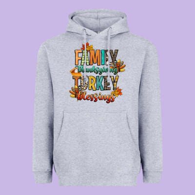 Family Thanksgiving Turkey Blessing Heavyweight Hoodie Designed By Cowgirlartshop