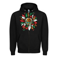 Black Mexican Sunflower Zipper Hoodie - texasbilliewilder