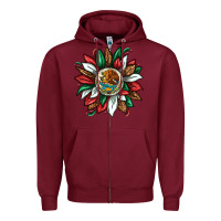Burgundy Mexican Sunflower Zipper Hoodie - texasbilliewilder
