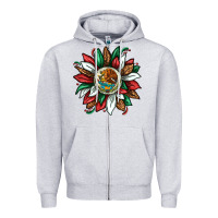 Heather Grey Mexican Sunflower Zipper Hoodie - texasbilliewilder