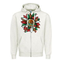 Oatmeal Heather Mexican Sunflower Zipper Hoodie - texasbilliewilder