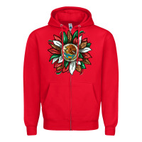 Red Mexican Sunflower Zipper Hoodie - texasbilliewilder