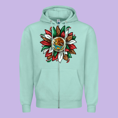 Mexican Sunflower Zipper Hoodie Designed By Texasbilliewilder