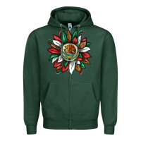 Sports Green Mexican Sunflower Zipper Hoodie - texasbilliewilder