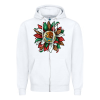 White Mexican Sunflower Zipper Hoodie - texasbilliewilder